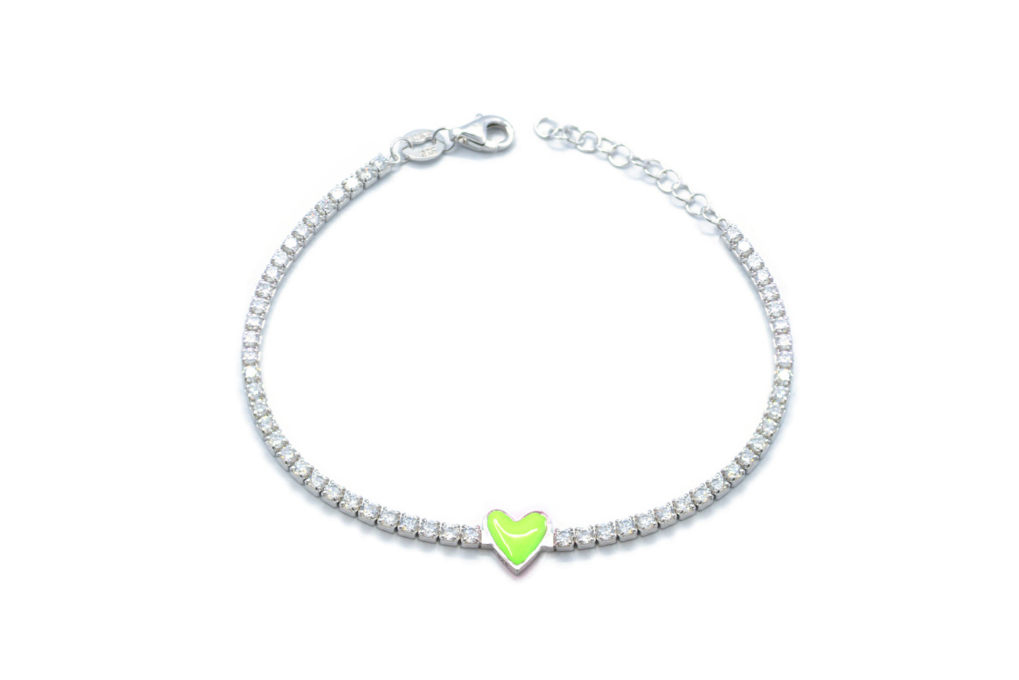 Pulsera corazón verde en Plata .925 (37256)