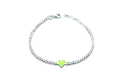 Pulsera corazón verde en Plata .925 (37256)
