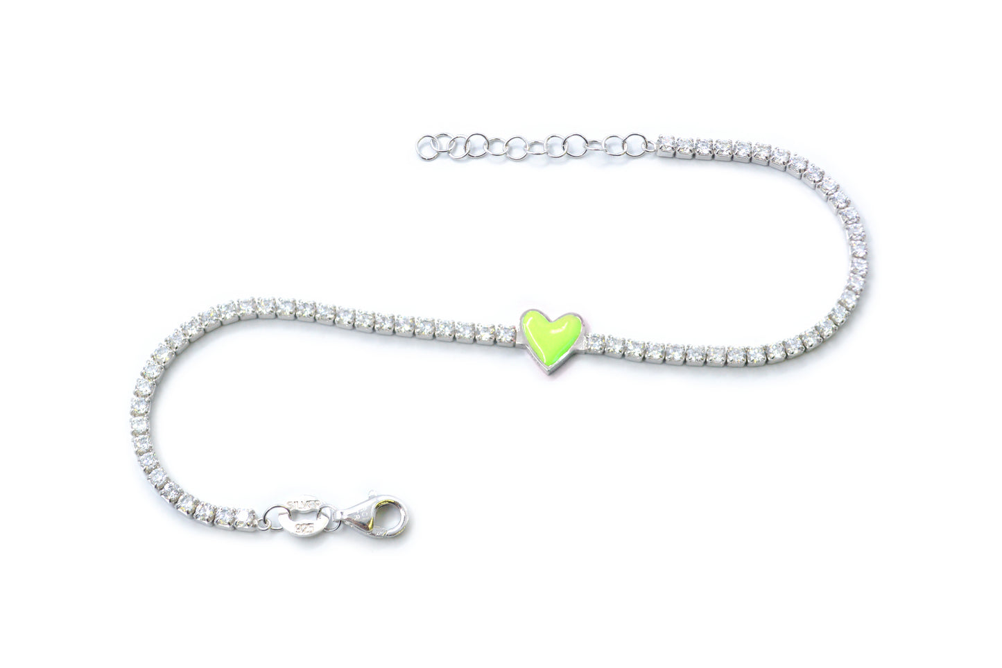Pulsera corazón verde en Plata .925 (37256)