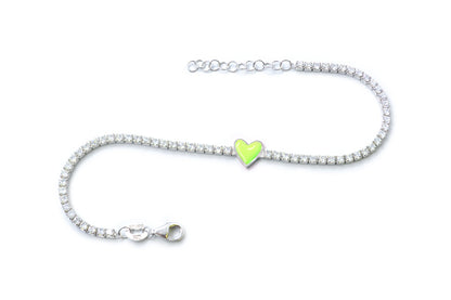 Pulsera corazón verde en Plata .925 (37256)