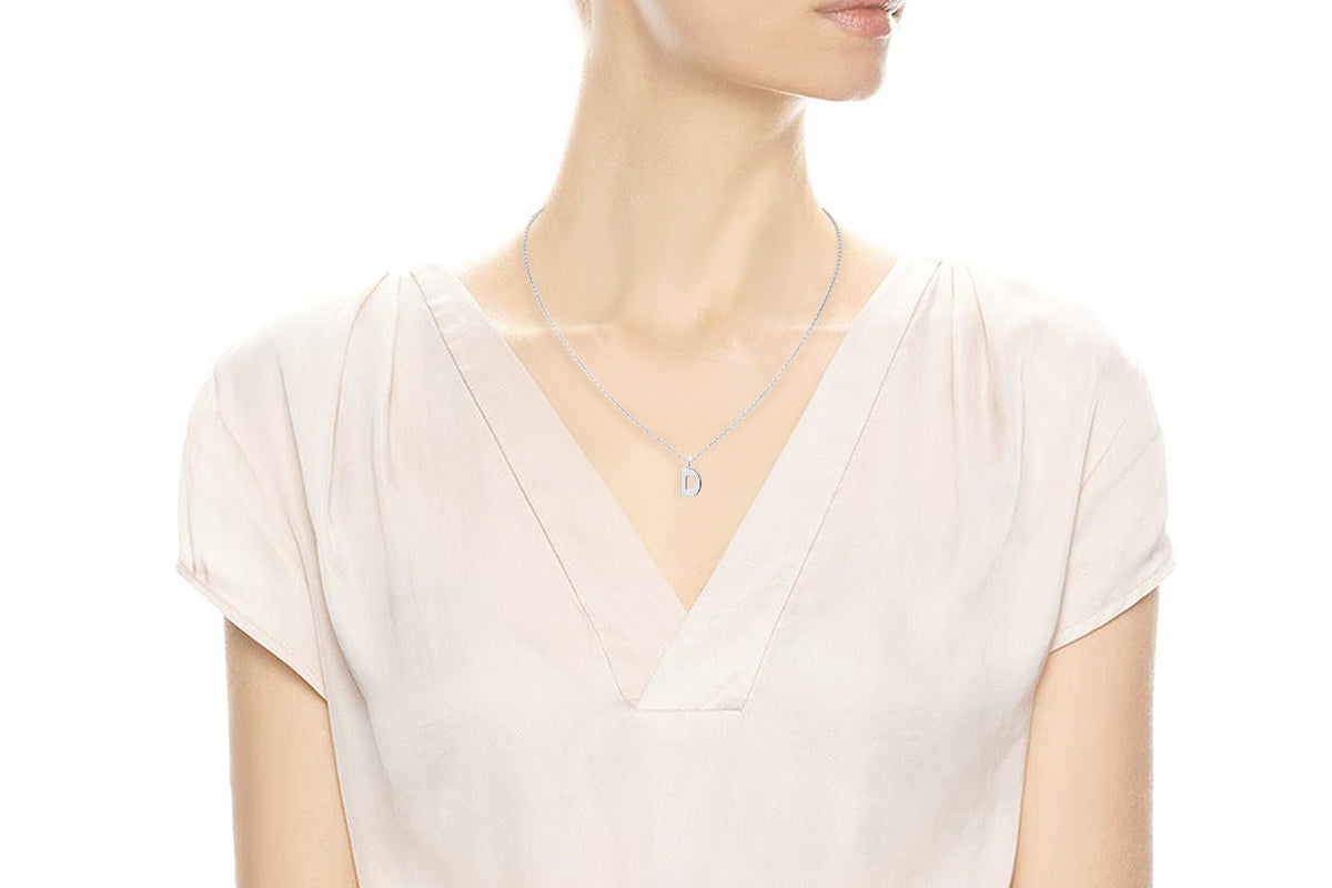 Gargantilla con Dije letra "D" en Plata .925 (M35634)