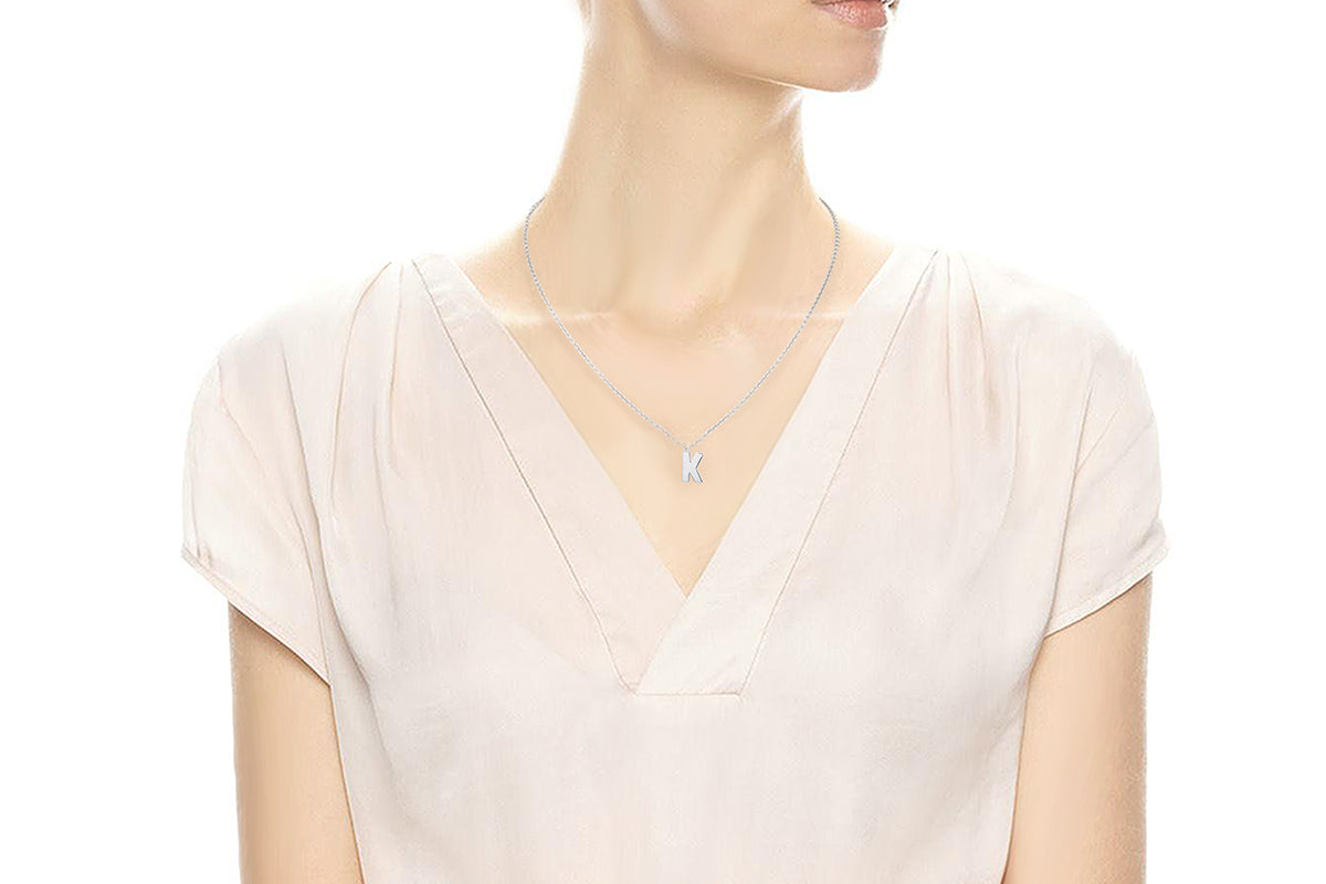 Gargantilla con Dije letra "K" en Plata .925 (M35637)