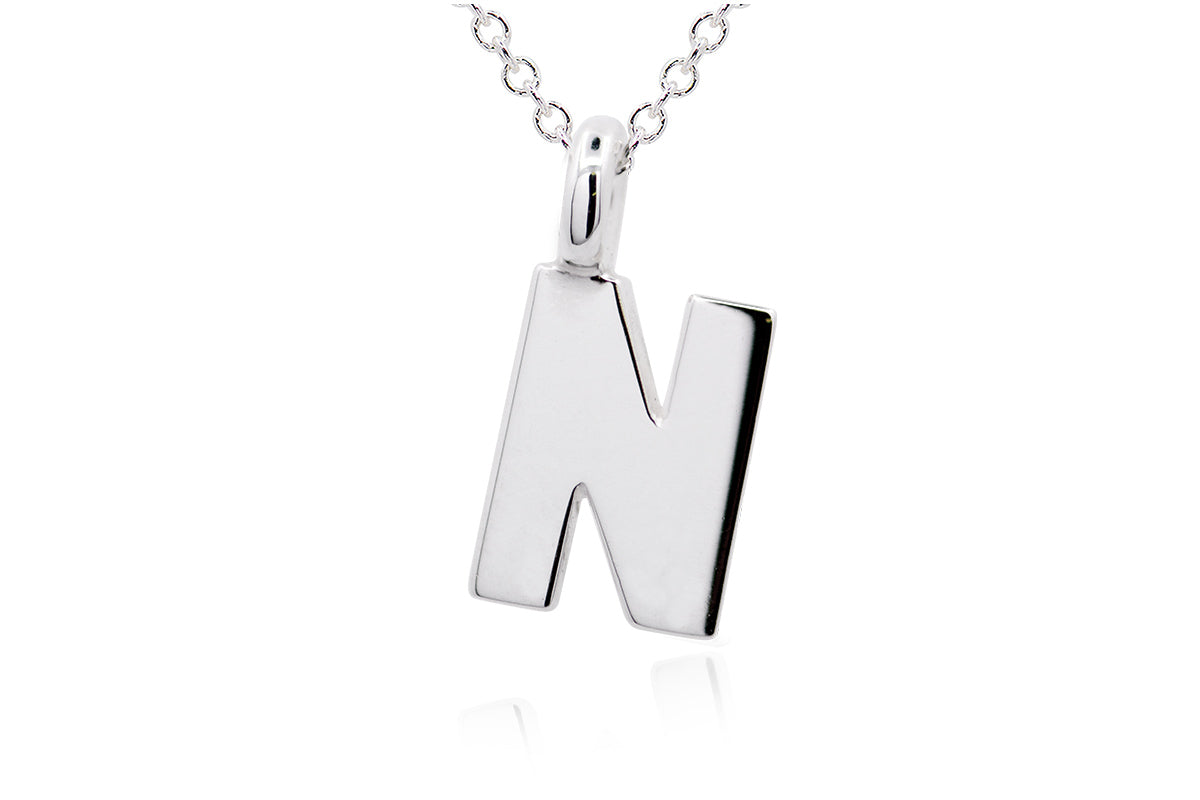 Gargantilla con Dije letra "N" en Plata .925 (M35640)