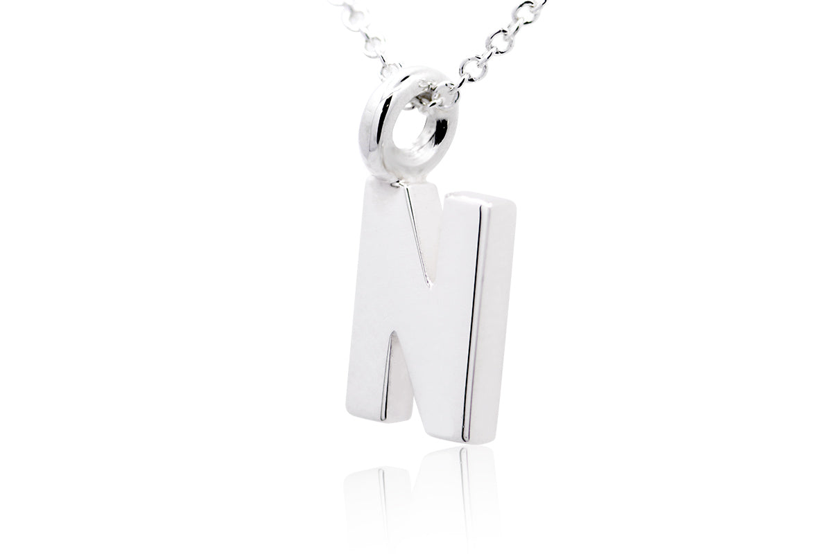 Gargantilla con Dije letra "N" en Plata .925 (M35640)