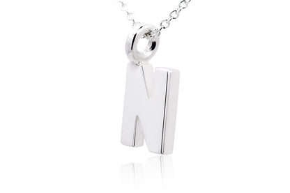 Gargantilla con Dije letra "N" en Plata .925 (M35640)