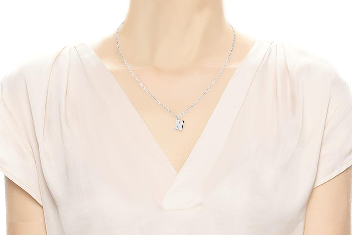 Gargantilla con Dije letra "N" en Plata .925 (M35640)