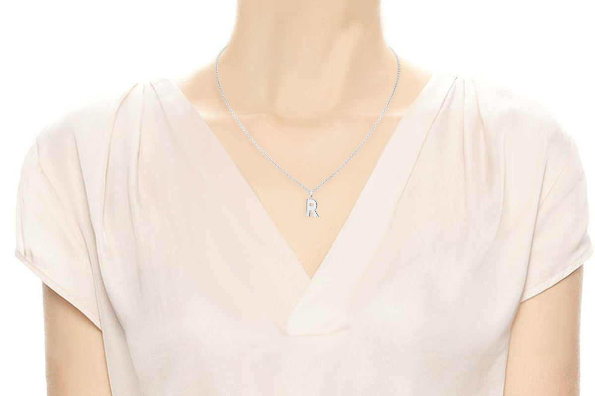 Gargantilla con Dije letra "R" en Plata .925 (M35643)