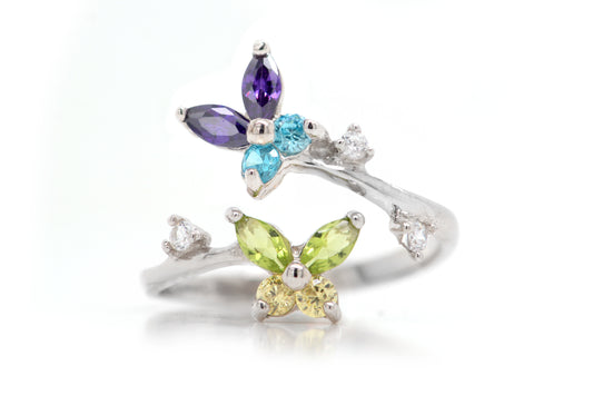 Anillo Pinky Ring "MARIPOSAS" en plata .925 (22685)