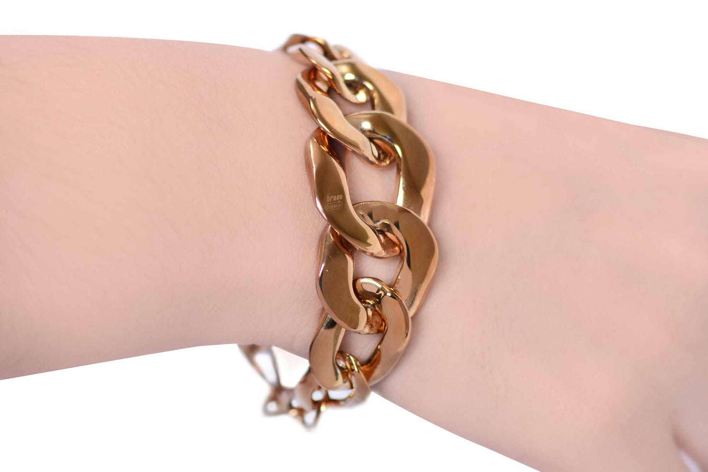 Pulsera En Latón Color Rosa (22821)