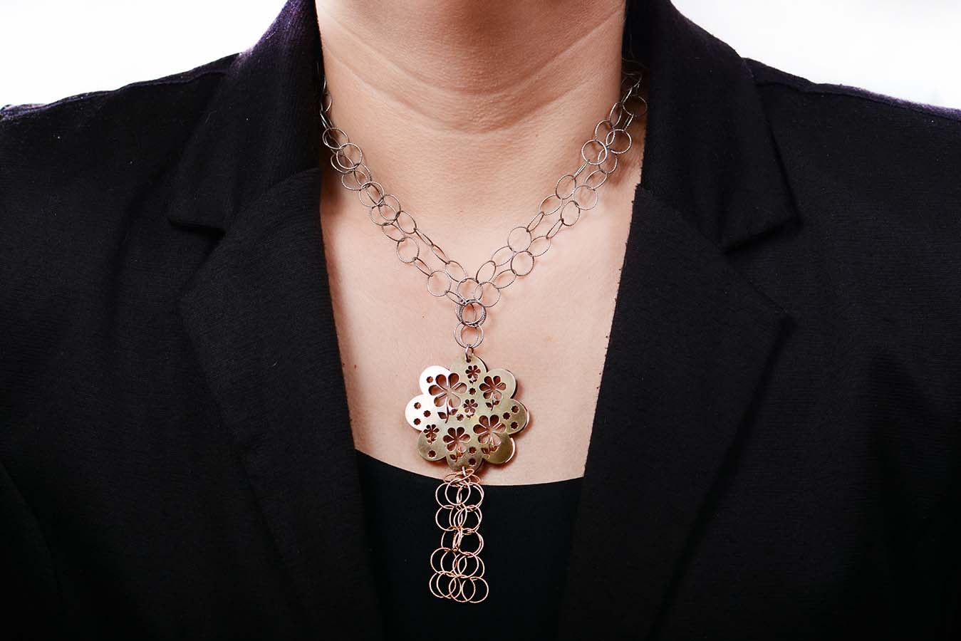 Gargantilla De Plata .925 Diseño Flor (M23913)