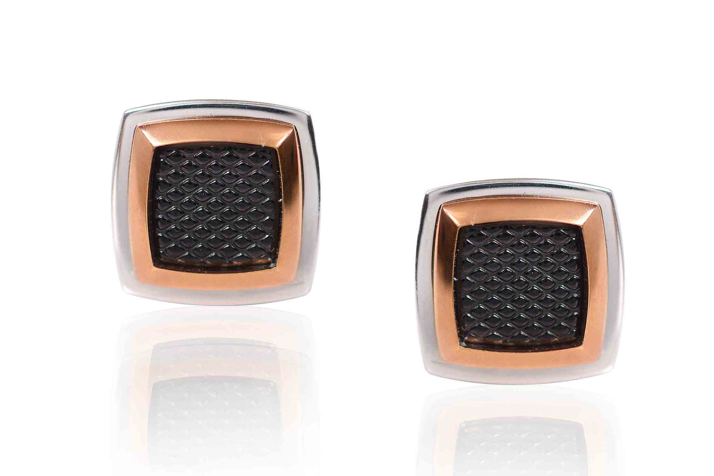 Mancuernas Square Platinados En Acero (25512)