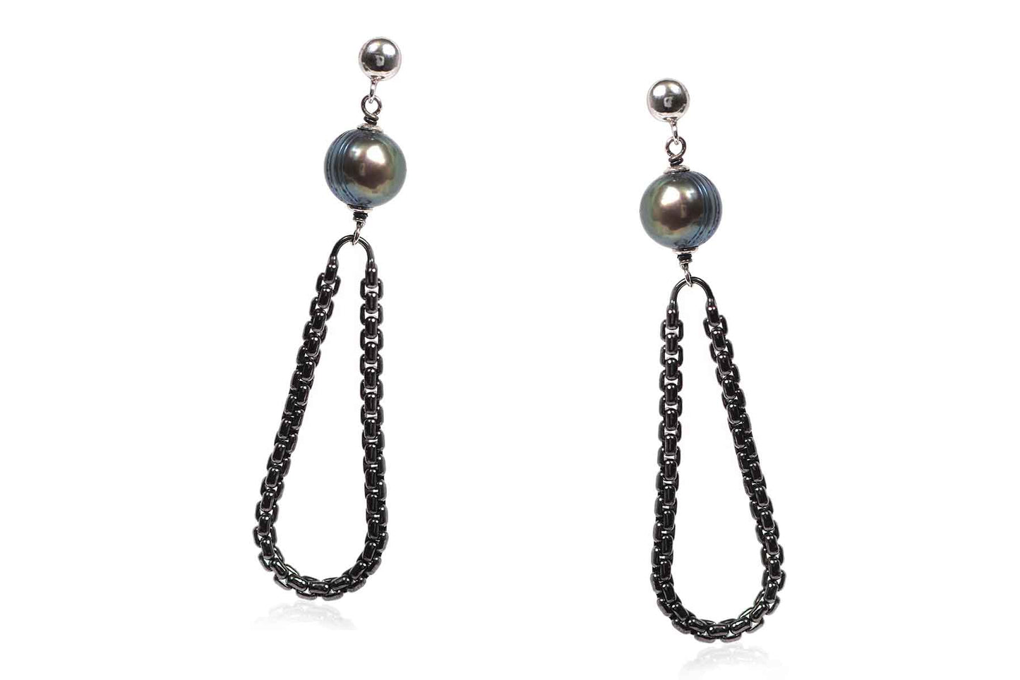 Aretes "SWING" en plata perla cultivada gris (27461)