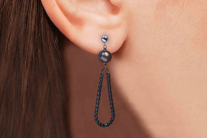 Aretes "SWING" en plata perla cultivada gris (27461)