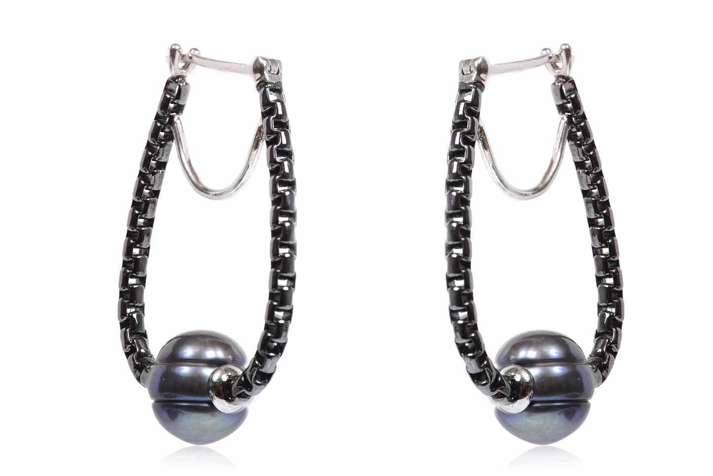 Aretes "METRO" de plata 925 con perla gris (27475)