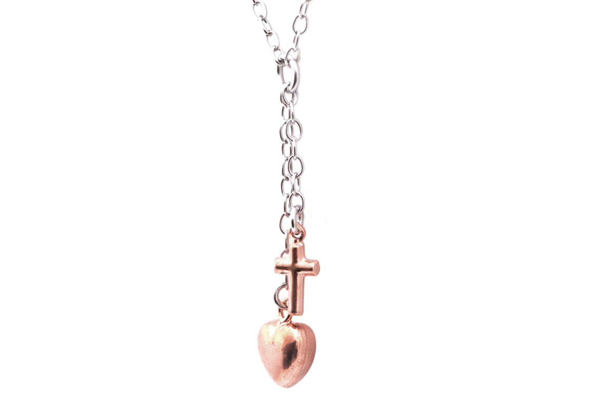 Gargantilla de Corazón y Cruz en Plata .925(M28880)