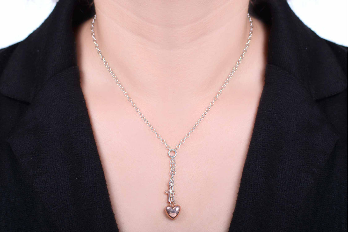 Gargantilla de Corazón y Cruz en Plata .925(M28880)