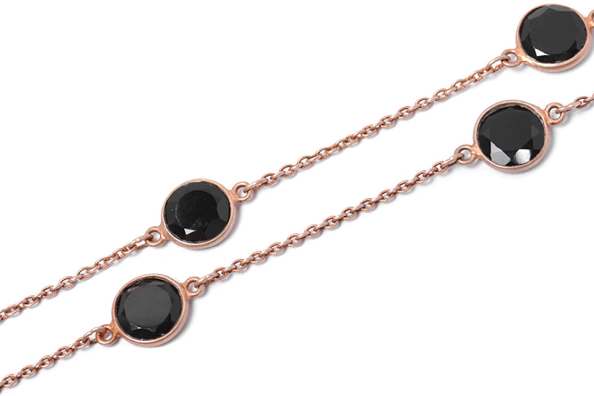 Gargantilla Plata.925 color Rosa "Black Stones" (M29185)