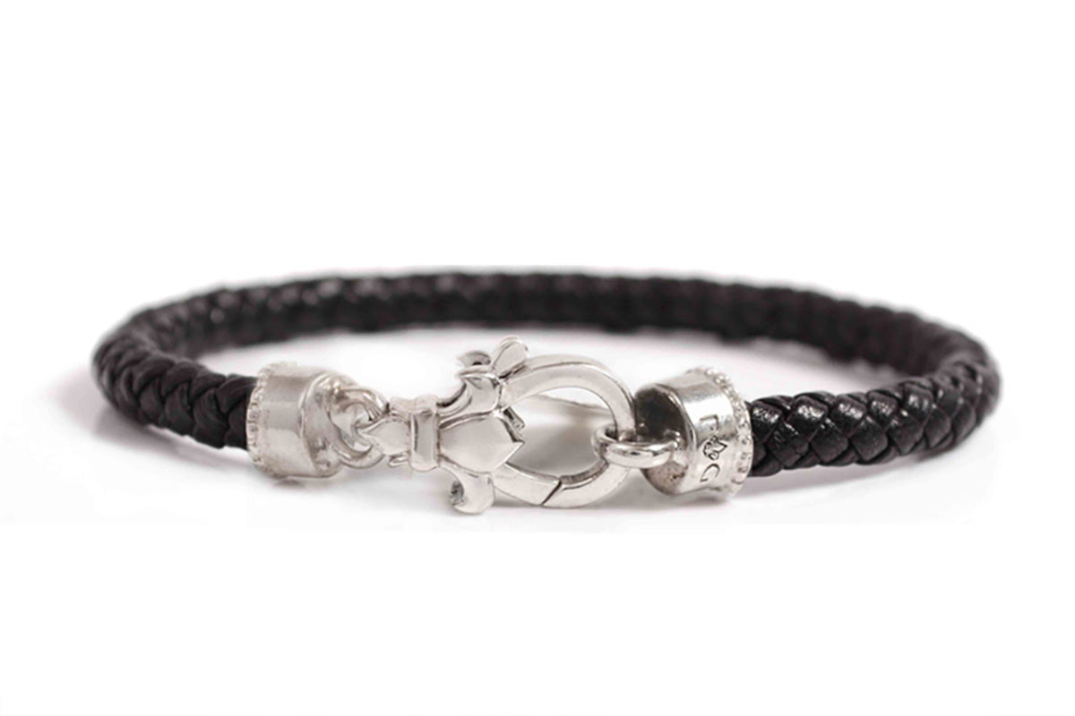 Pulsera de Piel color negro con Plata .925 (M30276)