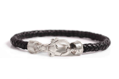 Pulsera de Piel color negro con Plata .925 (M30276)