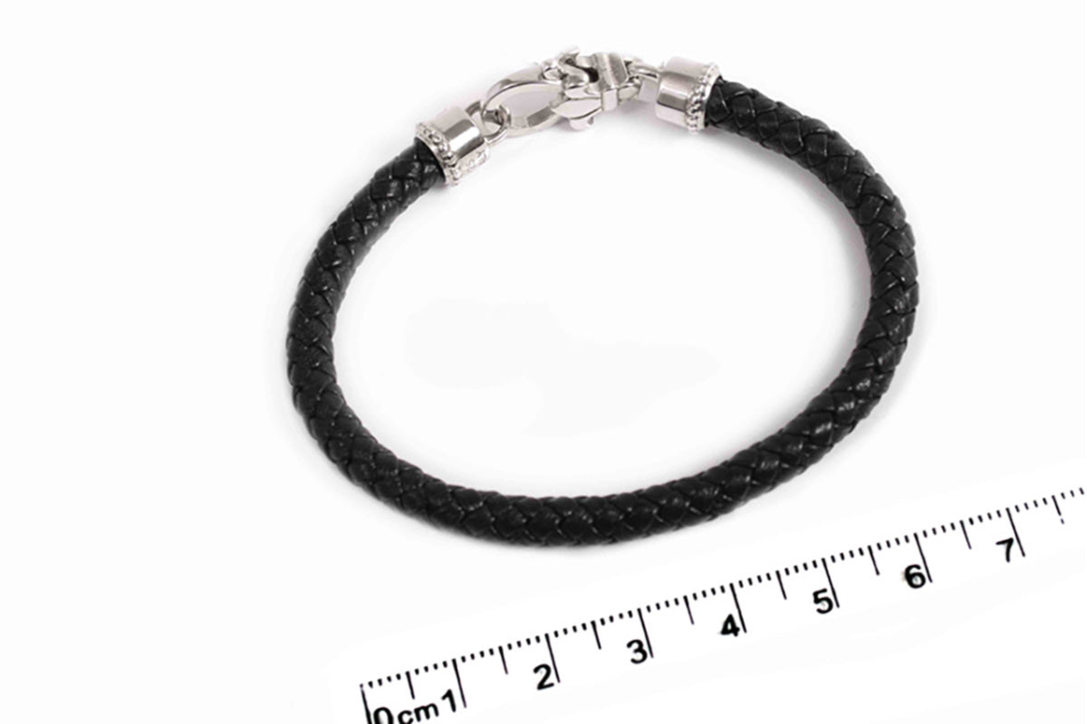 Pulsera de Piel color negro con Plata .925 (M30276)