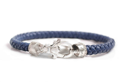 Pulsera De Piel Color Azul Con Plata .925 (M30277)