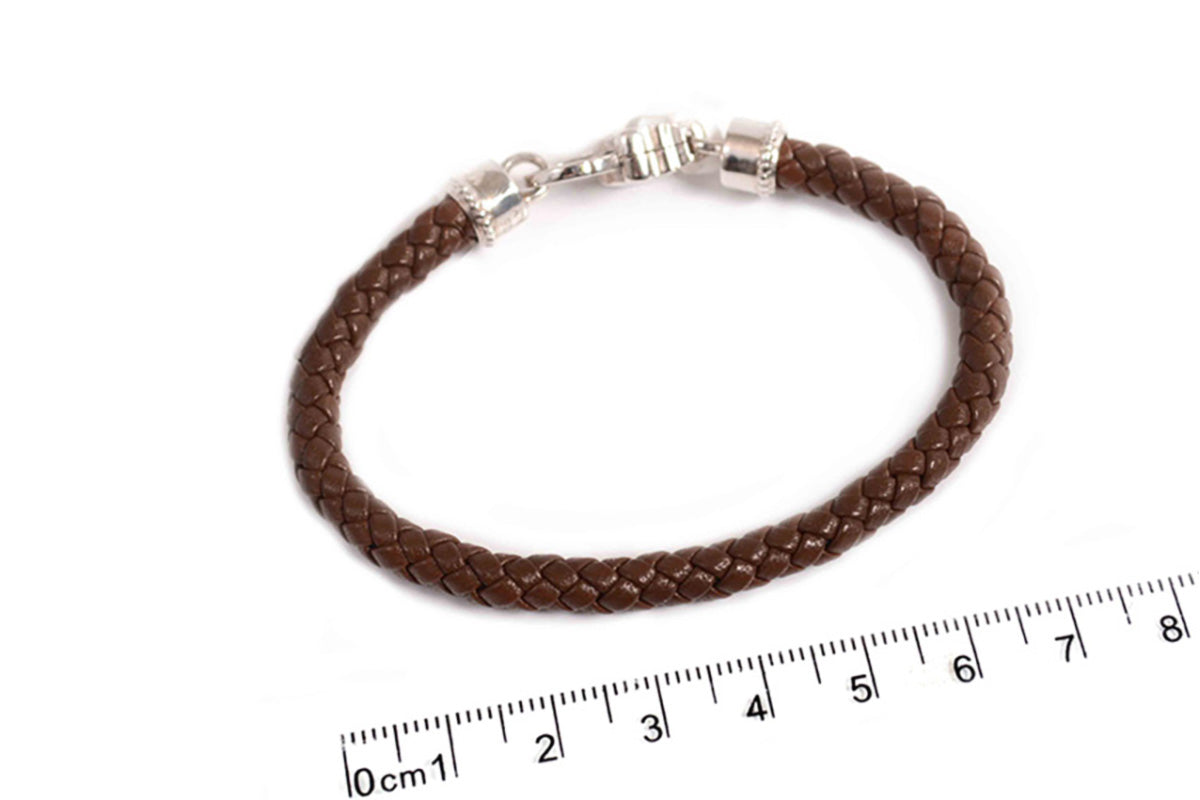 Pulsera de Piel color café con Plata .925 (M30278)