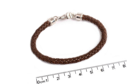 Pulsera de Piel color café con Plata .925 (M30278)