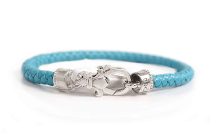 Pulsera de Piel color celeste con Plata .925 (M30279)