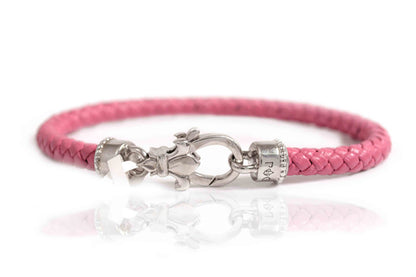 Pulsera de Piel color rosa con Plata .925 (M30280)