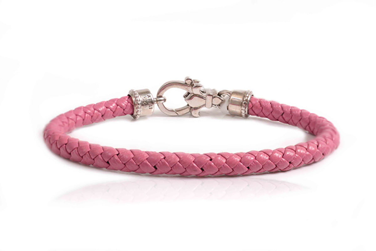 Pulsera de Piel color rosa con Plata .925 (M30280)