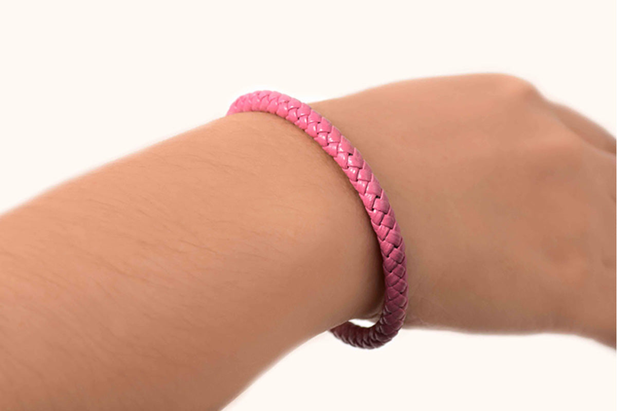 Pulsera de Piel color rosa con Plata .925 (M30280)