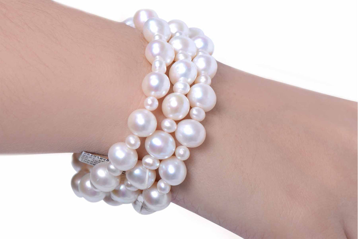 Brazalete "ESPUMA" perlas blancas (30641)