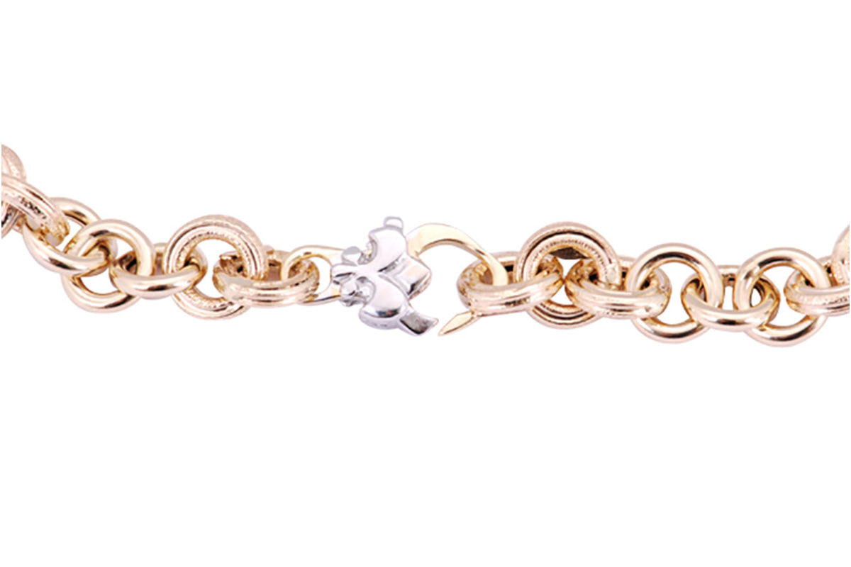Pulsera Oval Round en Oro Dos Tonos de 14k (M31723)