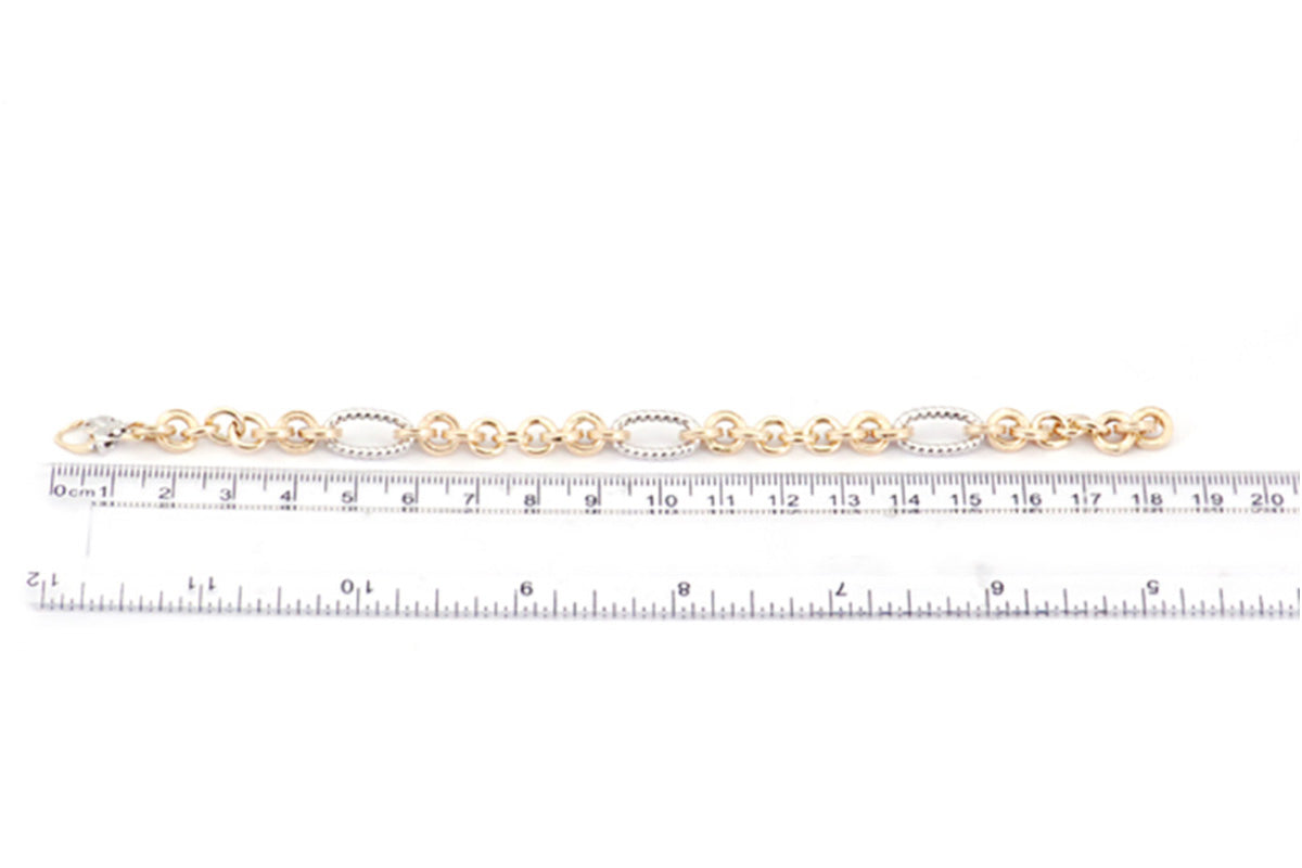 Pulsera Oval Round en Oro Dos Tonos de 14k (M31723)