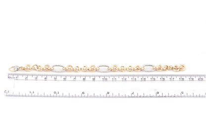 Pulsera Oval Round en Oro Dos Tonos de 14k (M31723)