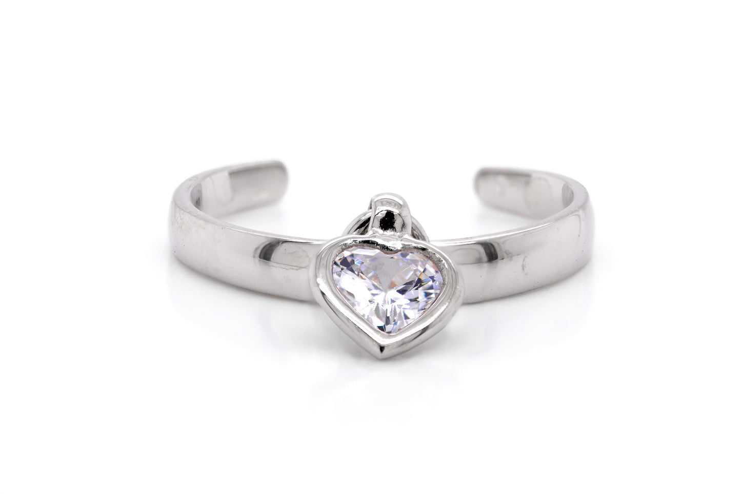 Anillo pinky "CORAZON COLGANDO" en plata .925 (22683)