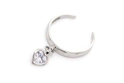 Anillo pinky "CORAZON COLGANDO" en plata .925 (22683)
