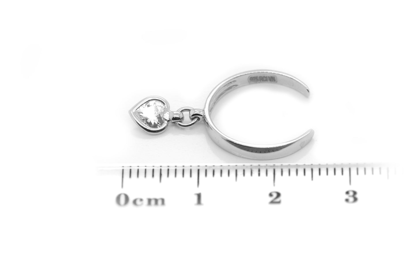 Anillo pinky "CORAZON COLGANDO" en plata .925 (22683)