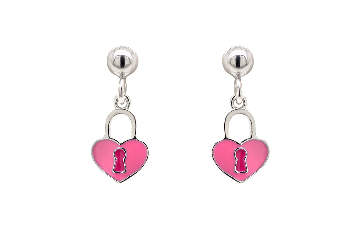 Aretes "HEART LOCKET" con esmalte en plata 925 (37453)