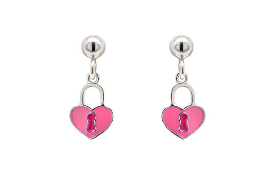Aretes "HEART LOCKET" con esmalte en plata 925 (37453)