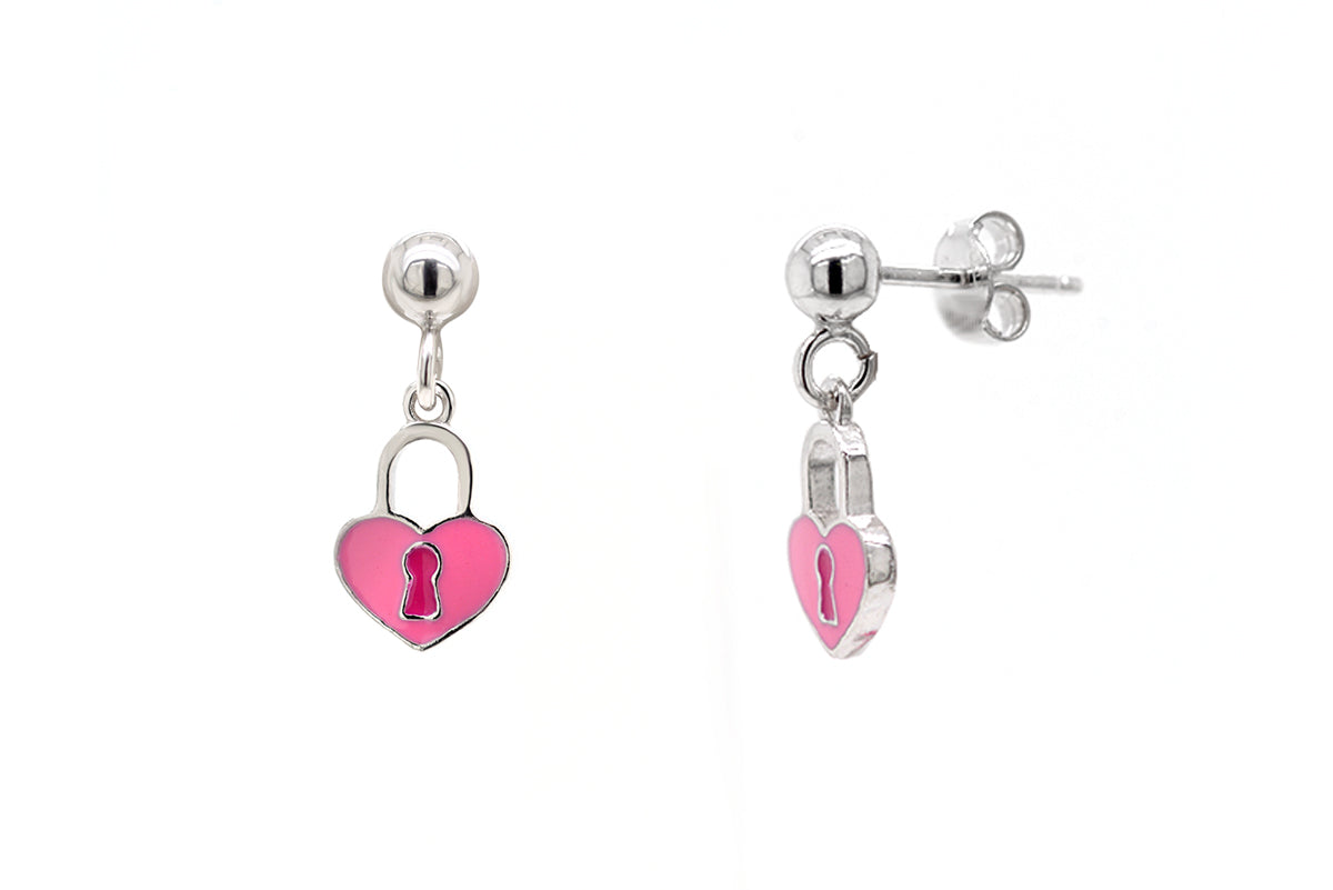 Aretes "HEART LOCKET" con esmalte en plata 925 (37453)