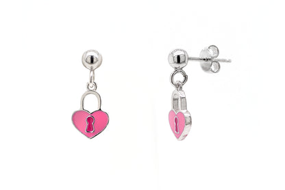 Aretes "HEART LOCKET" con esmalte en plata 925 (37453)
