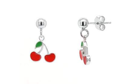 Aretes "CHERRIES" con esmalte en plata 925 (37454)