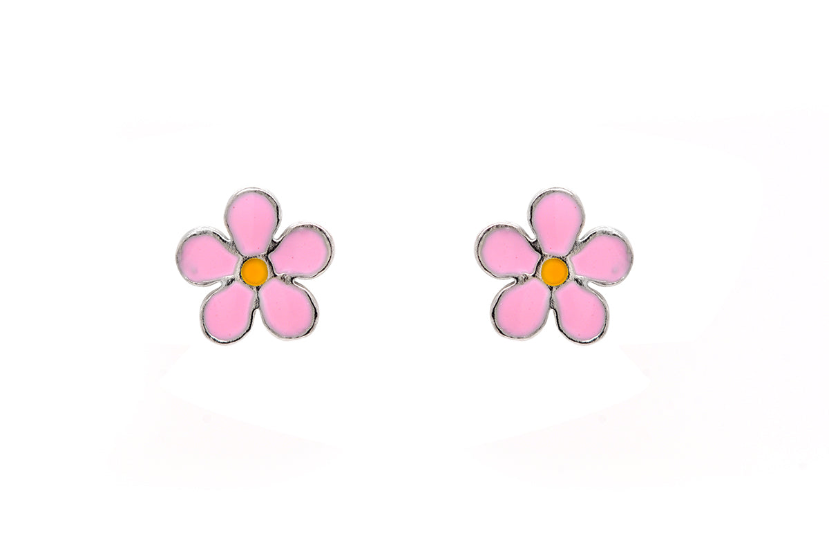 Aretes "FLORES" en plata 925 rosa (37455)