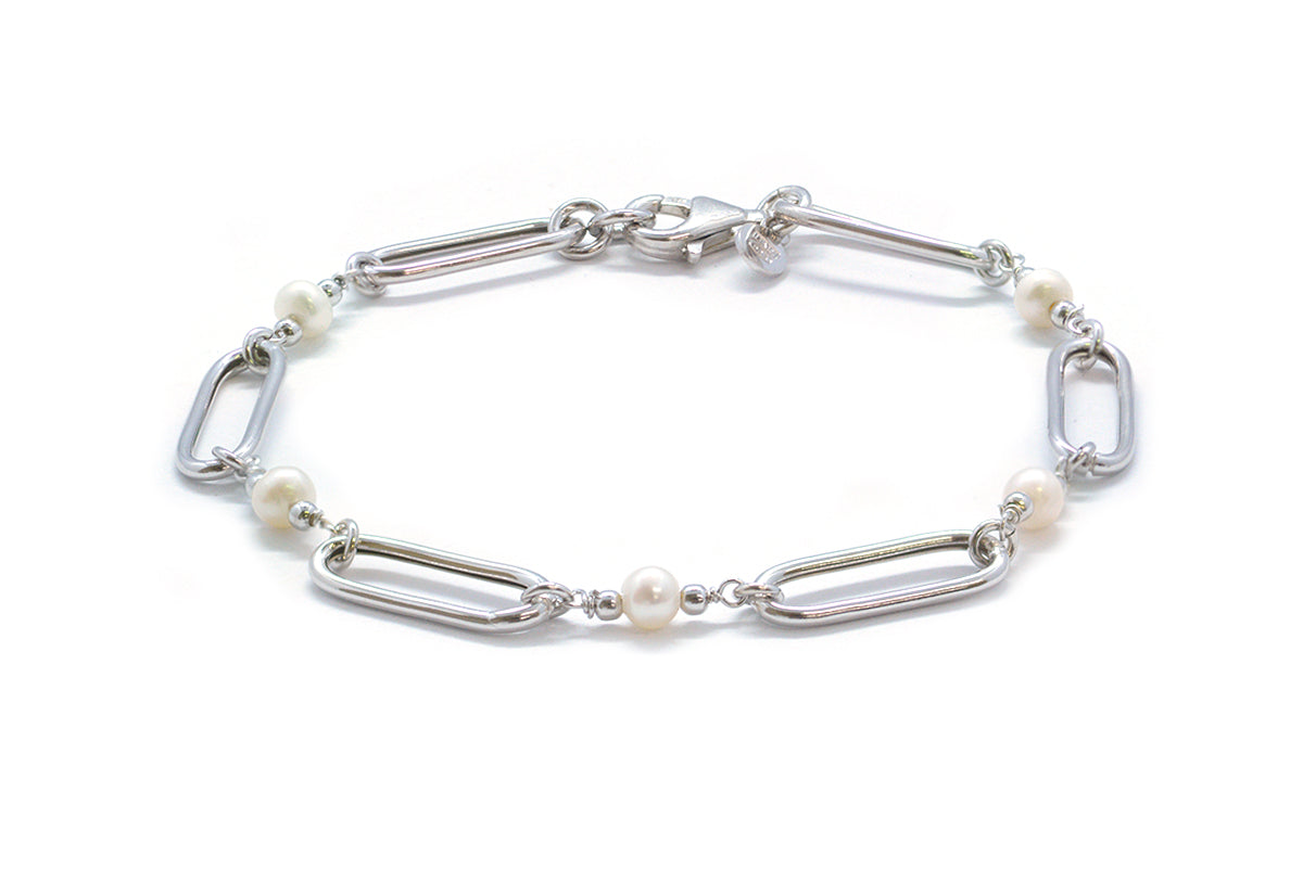 Pulsera Paperclip en plata fina de 19cm (37459)