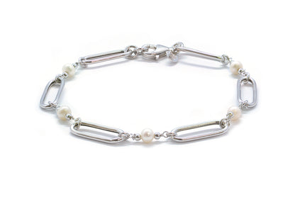 Pulsera Paperclip en plata fina de 19cm (37459)