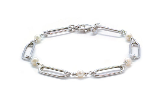Pulsera Paperclip en plata fina de 19cm (37459)