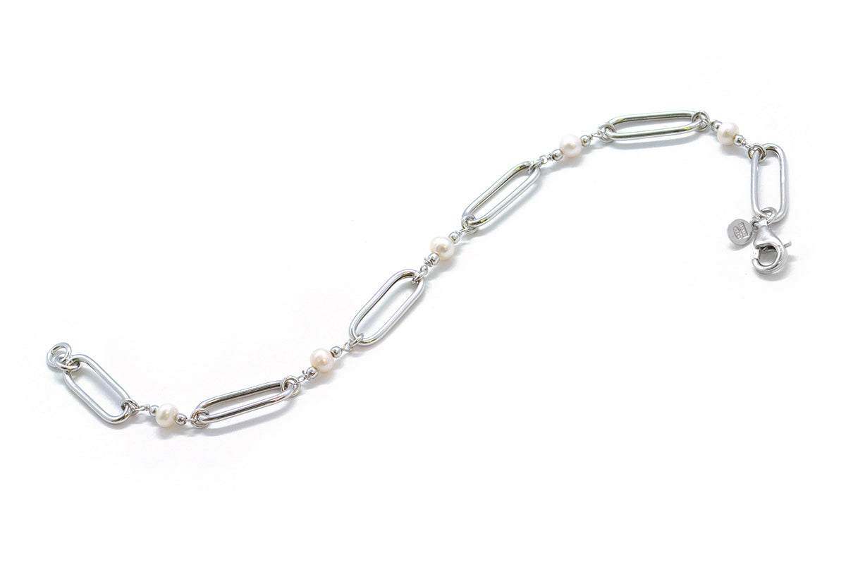 Pulsera Paperclip en plata fina de 19cm (37459)