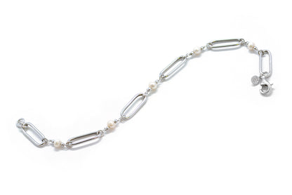 Pulsera Paperclip en plata fina de 19cm (37459)