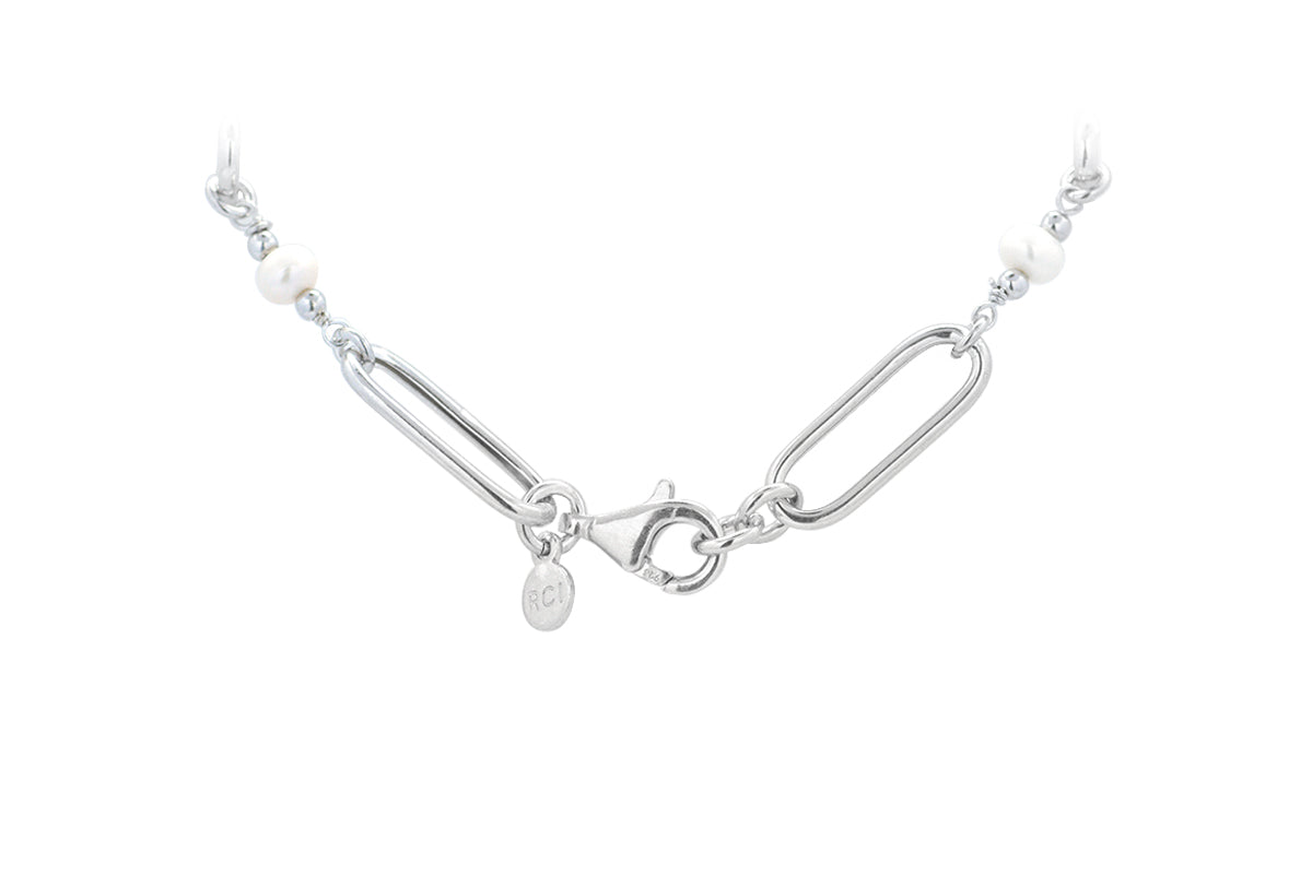 Pulsera Paperclip en plata fina de 19cm (37459)